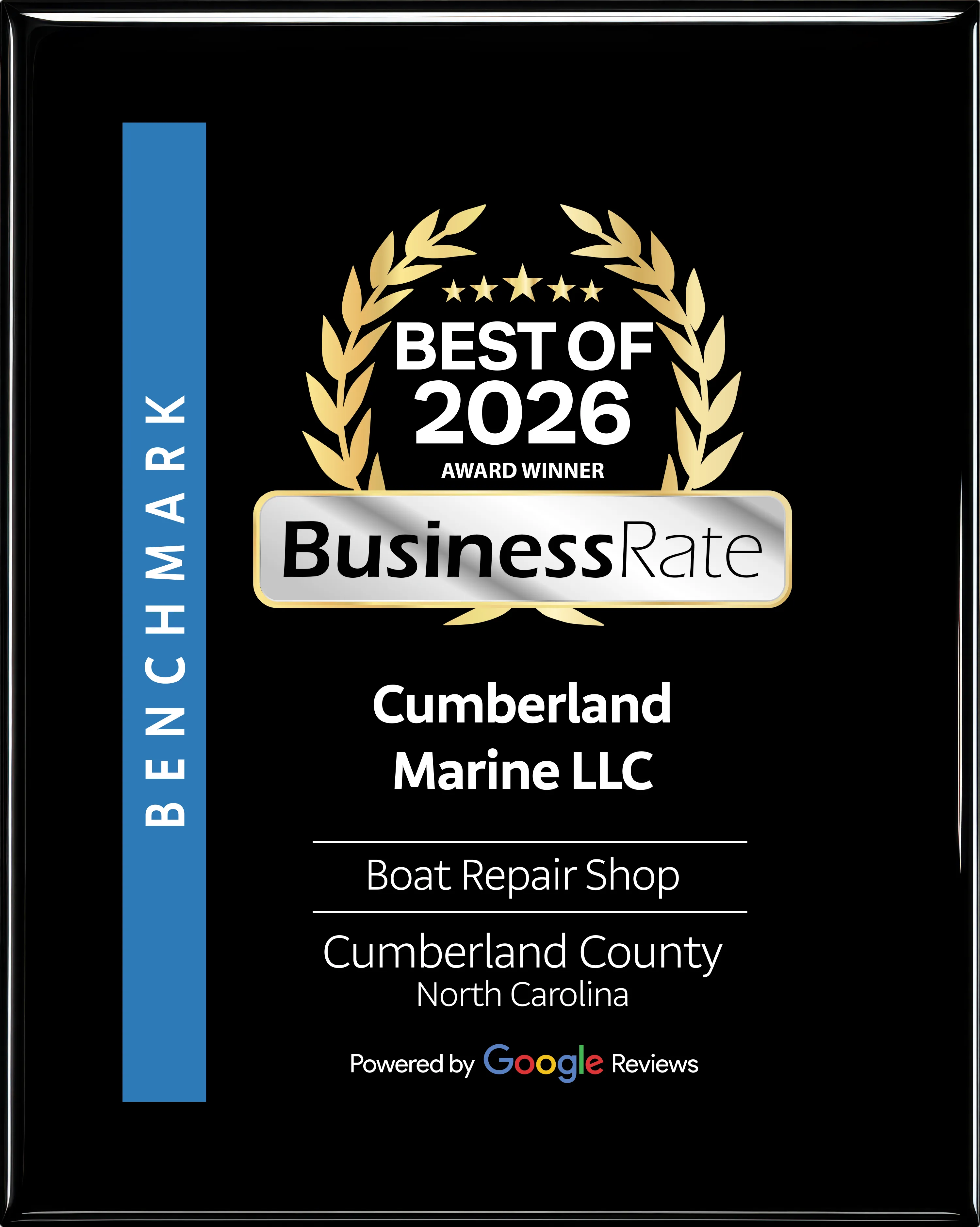 BusinessRate Best of 2026 award for Cumberland Marine LLC in Cumberland County, North Carolina